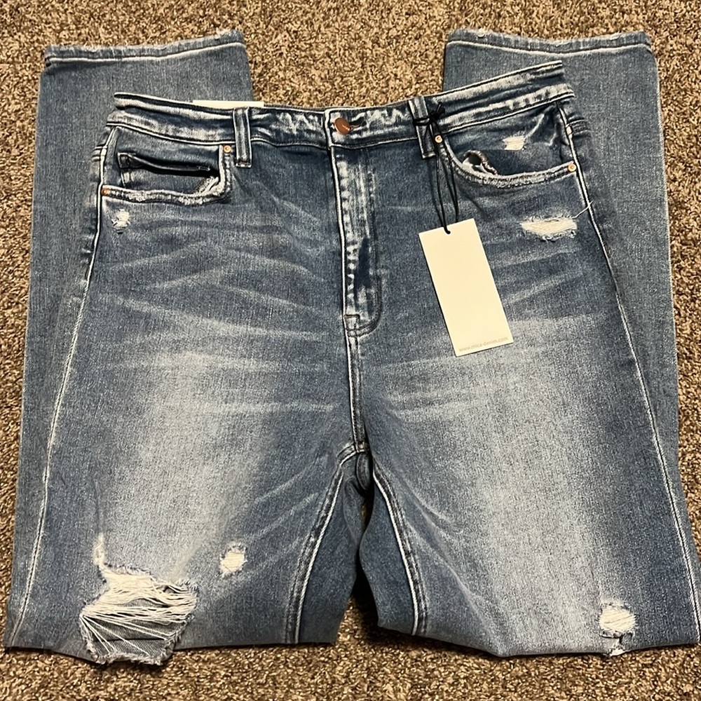 Mica denim super high straight leg jeans NWT - Picture 3 of 5